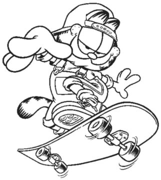 Dibujo de Monopatn de Garfield para Colorear