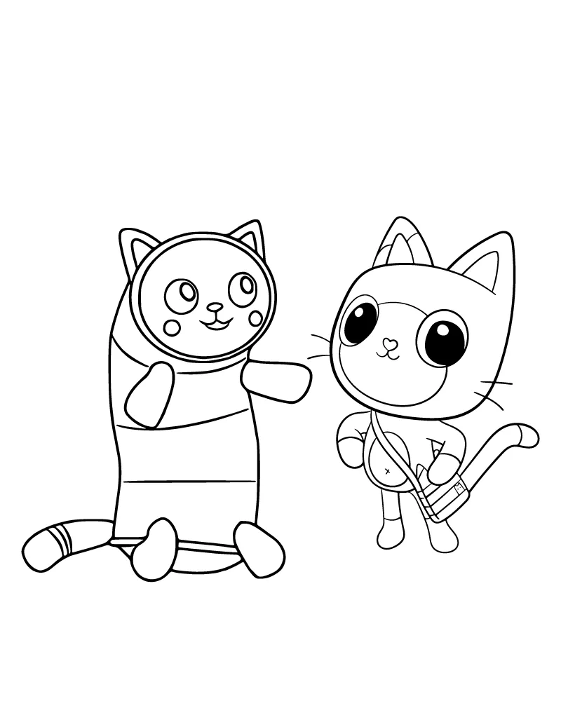Dibujo de Pillow Cat Craft Sheet para Colorear
