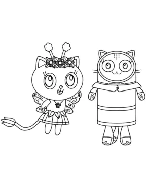 Dibujo de Pillow Cat With Kitty Fairy Coloring Page para Colorear