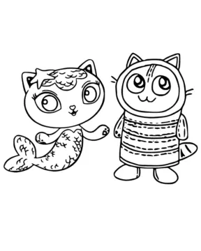 Dibujo de Pillow Cat With Mercat Coloring Page para Colorear