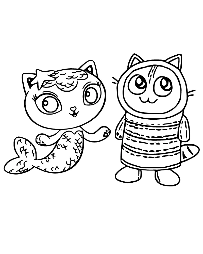 Dibujo de Pillow Cat With Mercat Coloring Page para Colorear