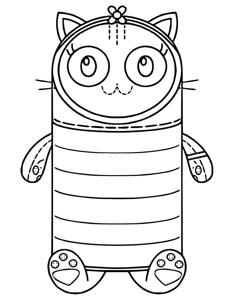 Dibujo de Simple Free Pillow Cat Coloring Page para Colorear