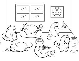 Dibujo de Gatito Acostado para Colorear