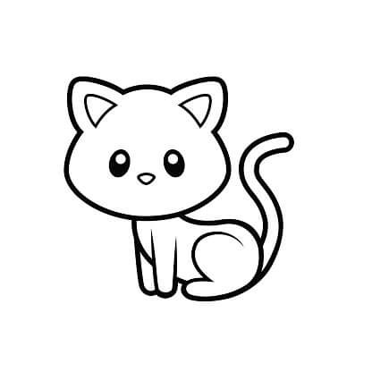 Dibujo de Gatito Fcil para Colorear