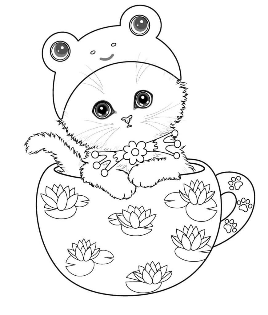 Dibujo de Gatito Normal para Colorear