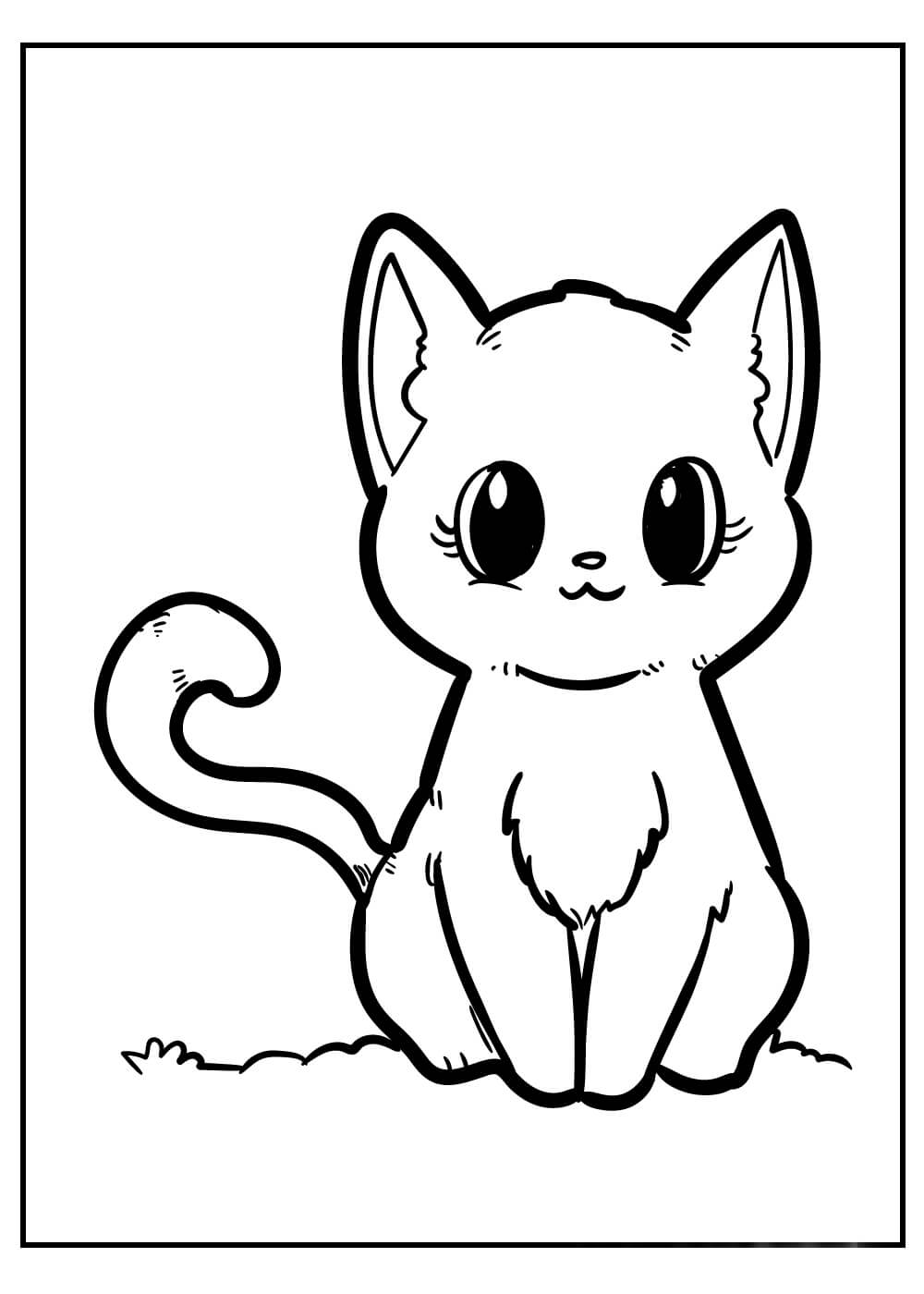 Dibujo de Gatito Sentado para Colorear