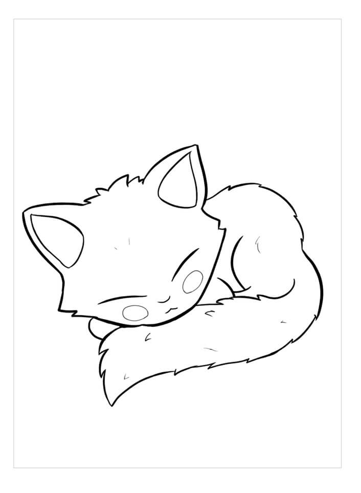 Dibujo de Gatito Sooliento para Colorear