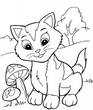 Dibujo de Gatitos y Setas para Colorear
