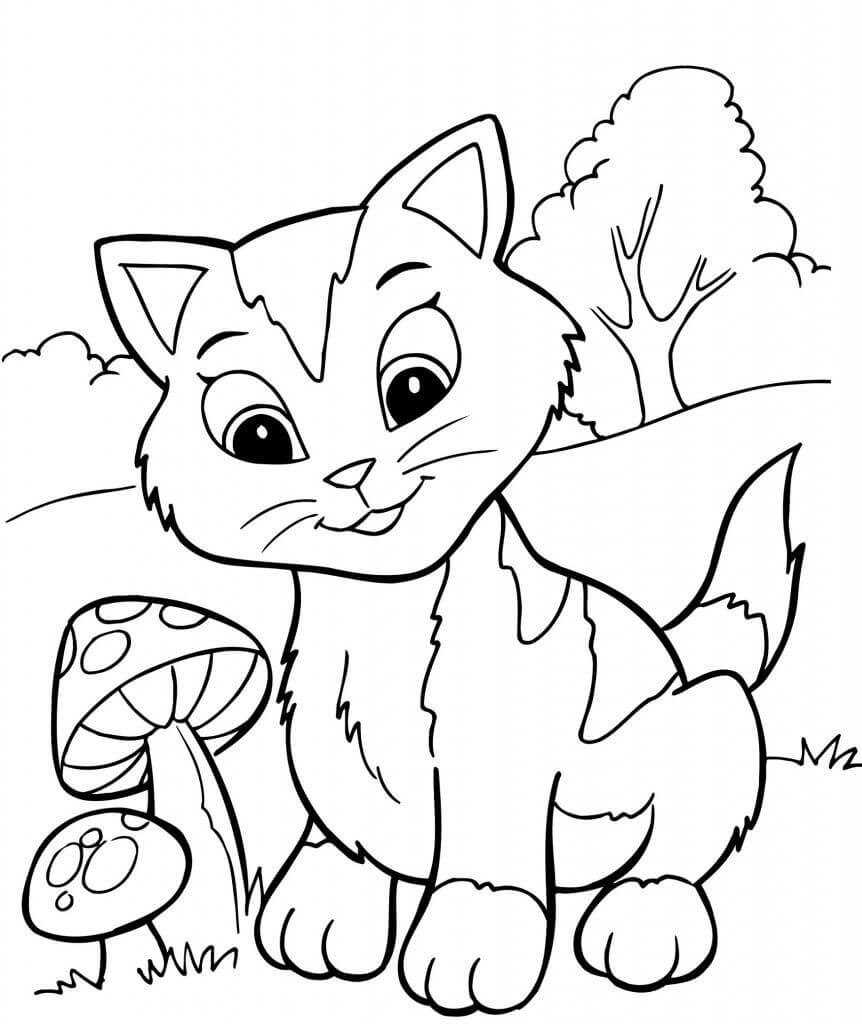 Dibujo de Gatitos y Setas para Colorear