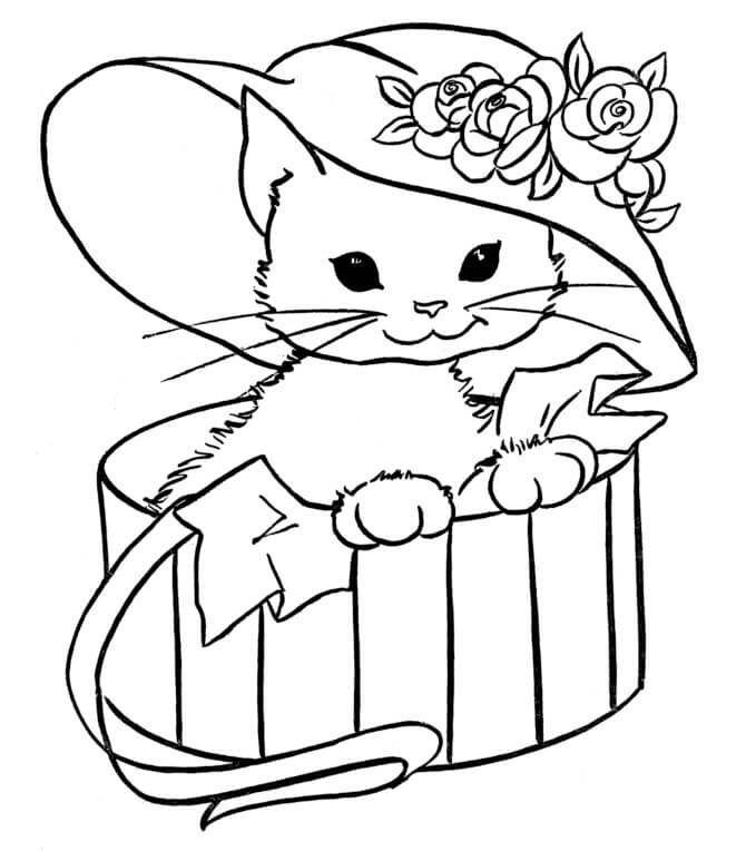 Dibujo de Para Nias Gatos Gatito para Colorear