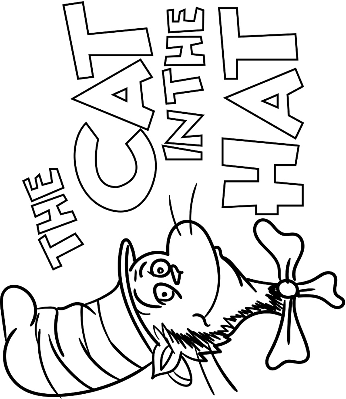 Dibujo de El Gato en el Sombrero para Colorear