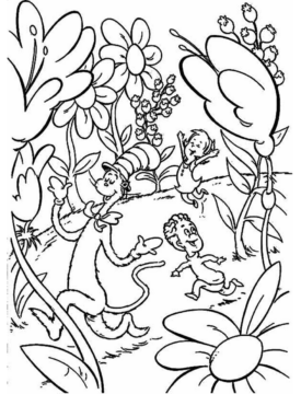 Dibujo de Gato Jugando en el jardín para Colorear