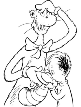 Dibujo de Gato Mostrando Sombrero para Colorear