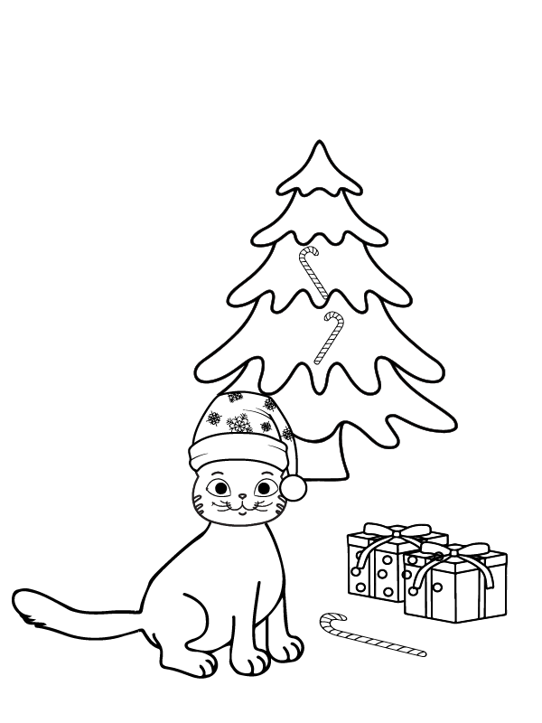 Dibujo de Cute Cats Christmas Coloring Page 16 para Colorear