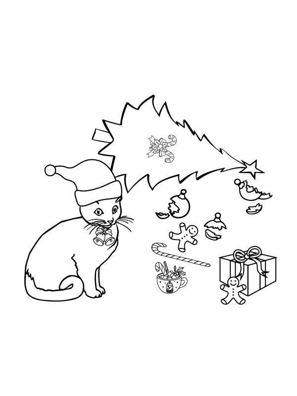 Dibujo de Cute Cat Playing Coloring Page para Colorear
