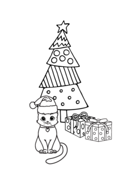 Dibujo de Cute Cats Christmas Coloring Page para Colorear