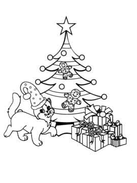 Dibujo de Cute Cats Christmas Picture Coloring Page para Colorear