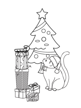 Dibujo de Printable Cute Cats Christmas Coloring Page para Colorear