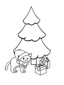 Dibujo de Superb Cute Cat Christmas Coloring Page para Colorear