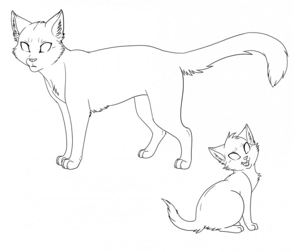 Dibujo de Dos Gatos Guerreros para Colorear