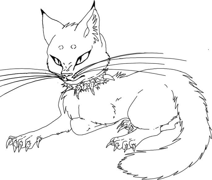 Dibujo de Gato Guerrero Acostado para Colorear
