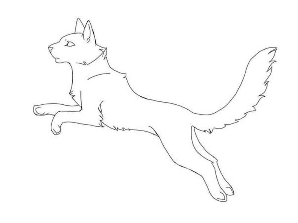 Dibujo de Gato Guerrero Saltando para Colorear