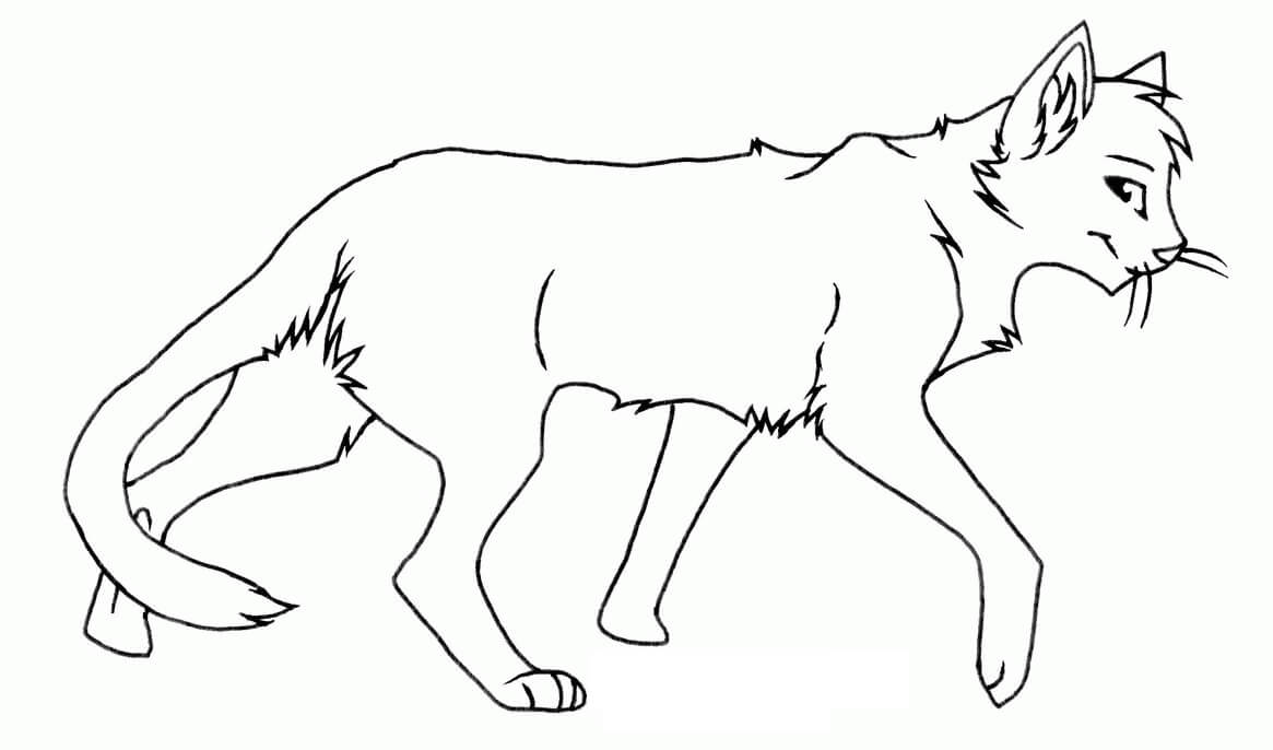 Dibujo de Gatos Guerreros Caminando para Colorear