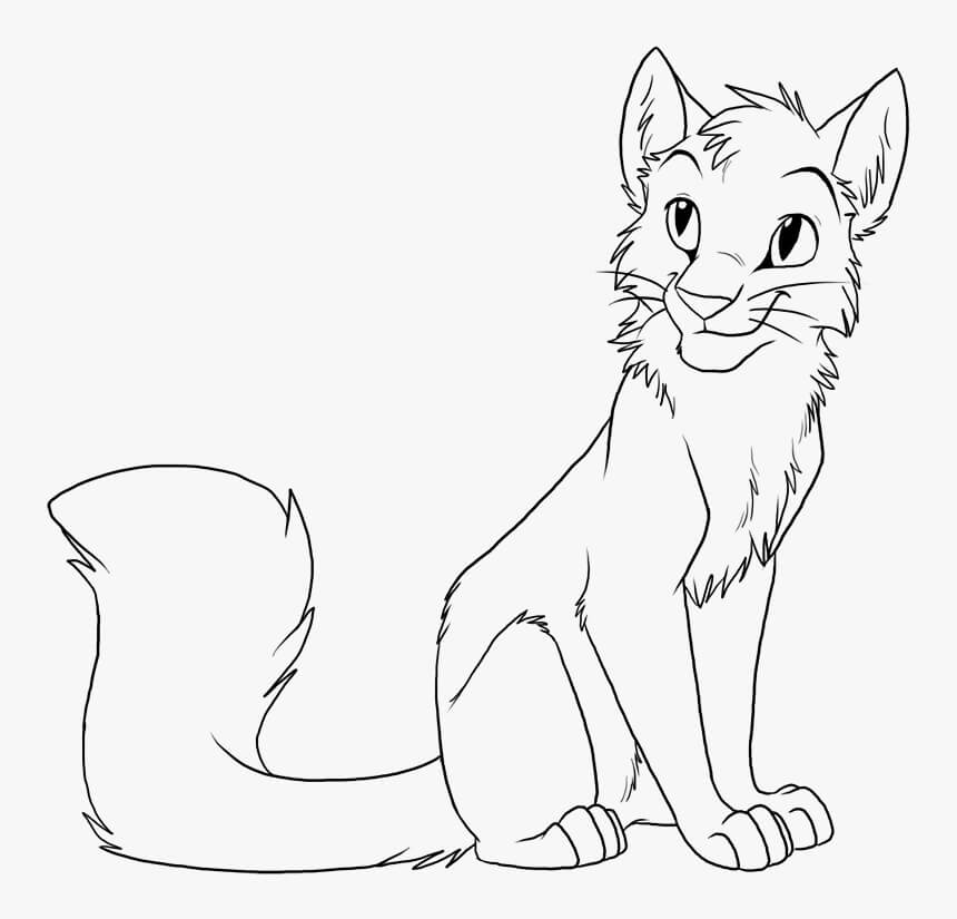 Dibujo de Gatos Guerreros Sentados para Colorear