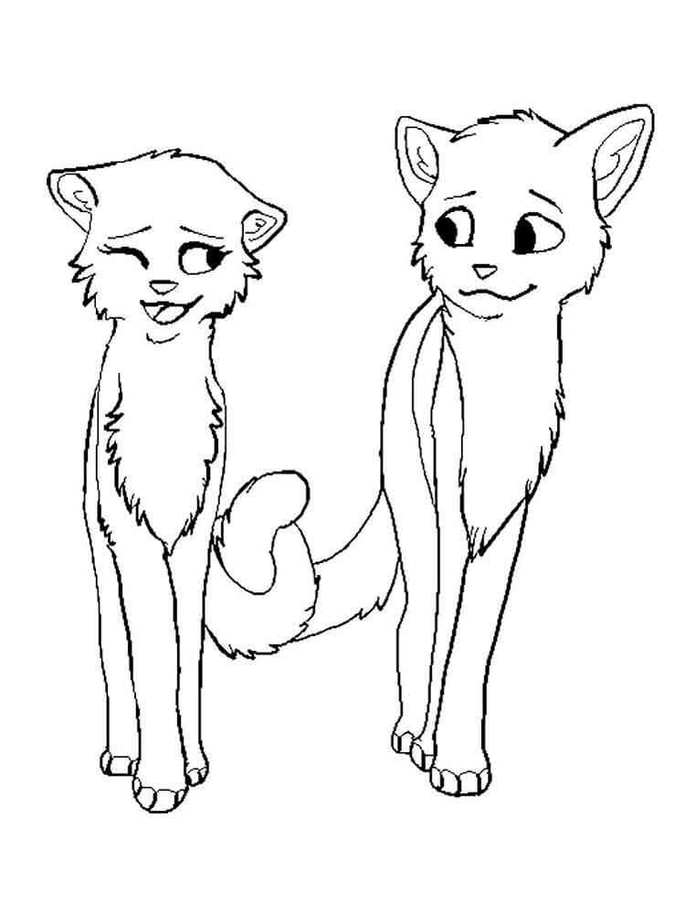 Dibujo de Pareja Guerrero Gatos Ambulante para Colorear
