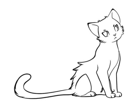 Dibujo de Pequeos Gatos Guerreros Sentados para Colorear