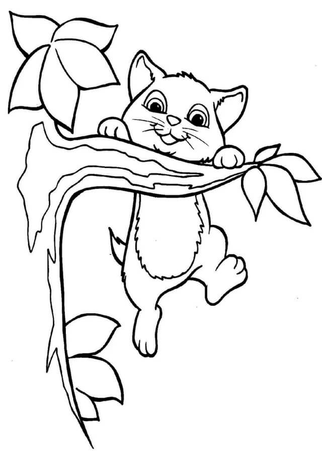 Dibujo de Árbol Trepador de Gatos para Colorear