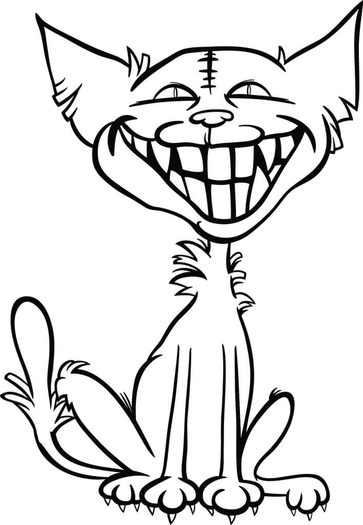 Dibujo de Gato Aterrador en Halloween para Colorear