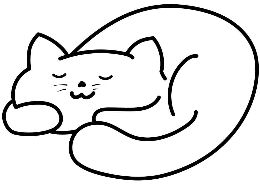Dibujo de Gato Lindo Durmiendo para Colorear