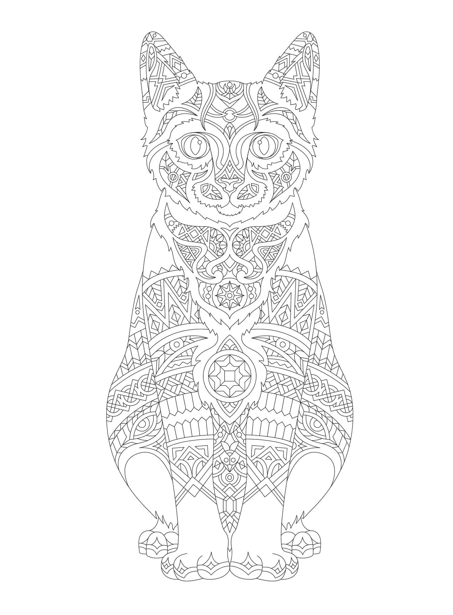 Dibujo de Gato Mandala para Colorear