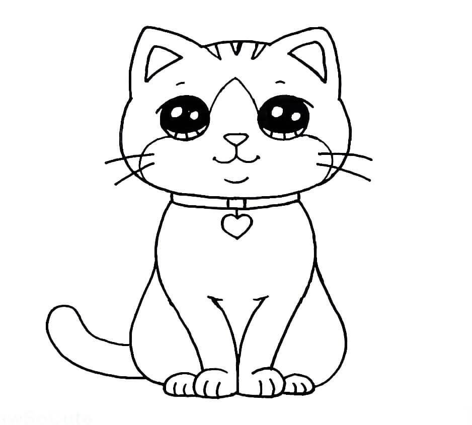 Dibujo de Gato Sentado para Colorear