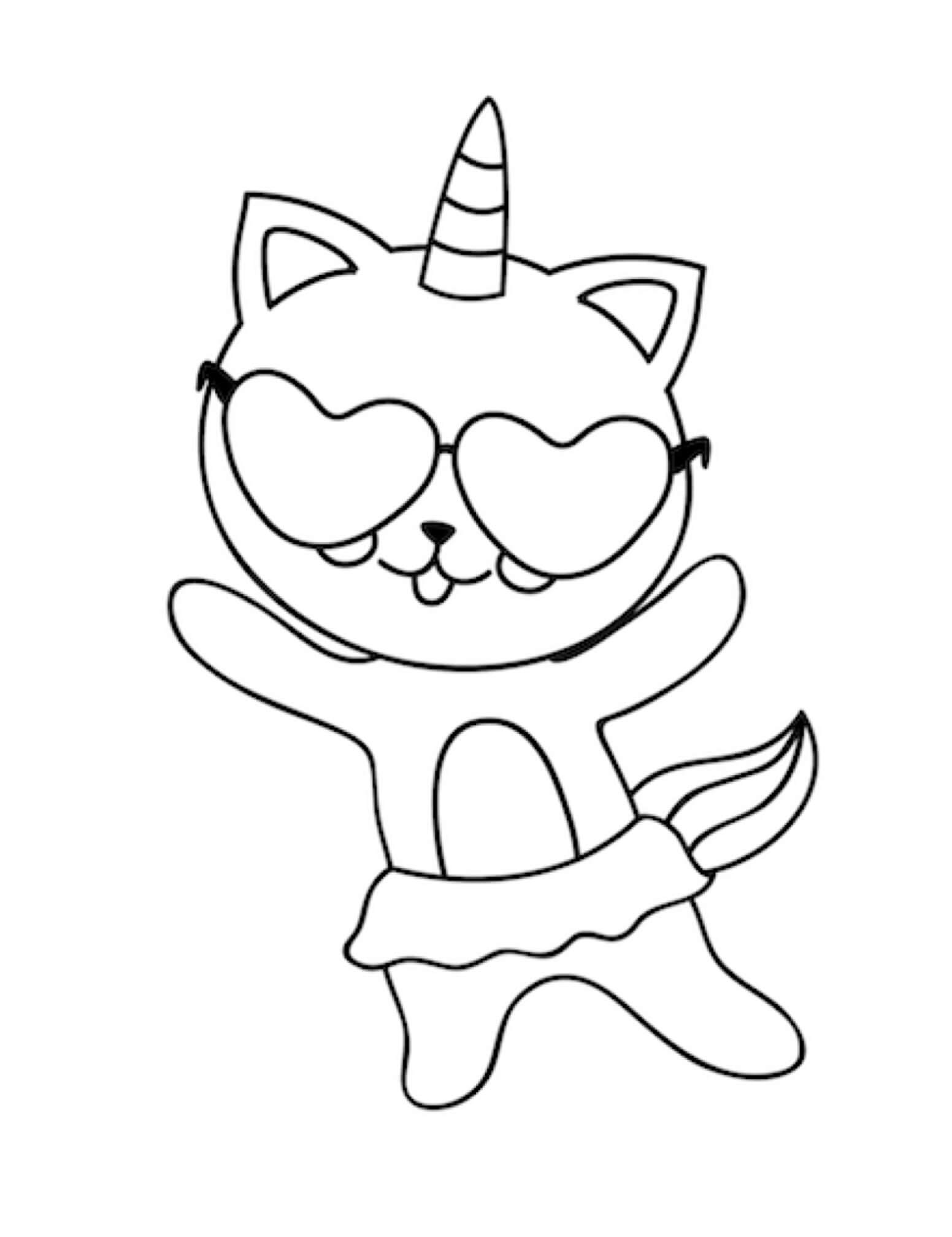 Dibujo de Gato Unicornio Bailando para Colorear