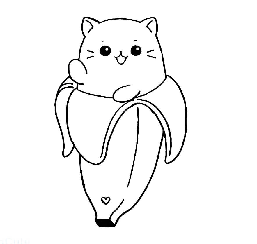 Dibujo de Lindo Gato de Platano para Colorear