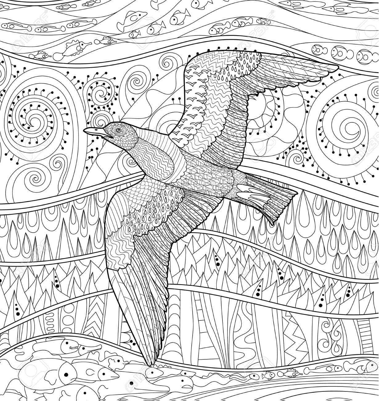 Dibujo de Mandala de Gaviota para Colorear