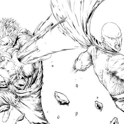 Dibujo de Dibujando Genos Vs Saitama para Colorear