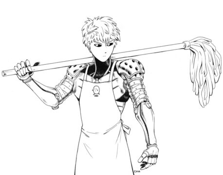 Dibujo de Genos Vistiendo Artculos para el Hogar para Colorear
