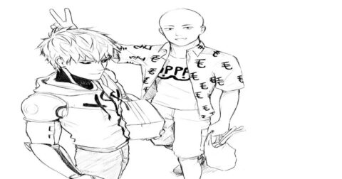 Dibujo de Genos y Saitama para Colorear