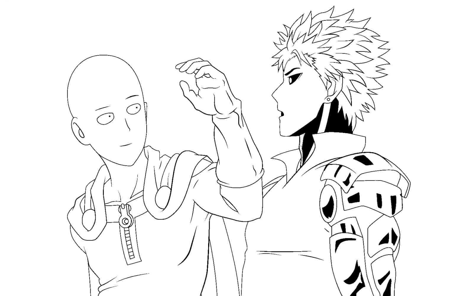 Dibujo de Saitama Vs Genos para Colorear