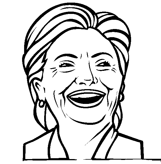 Dibujo de Hillary Clinton Sonriendo para Colorear