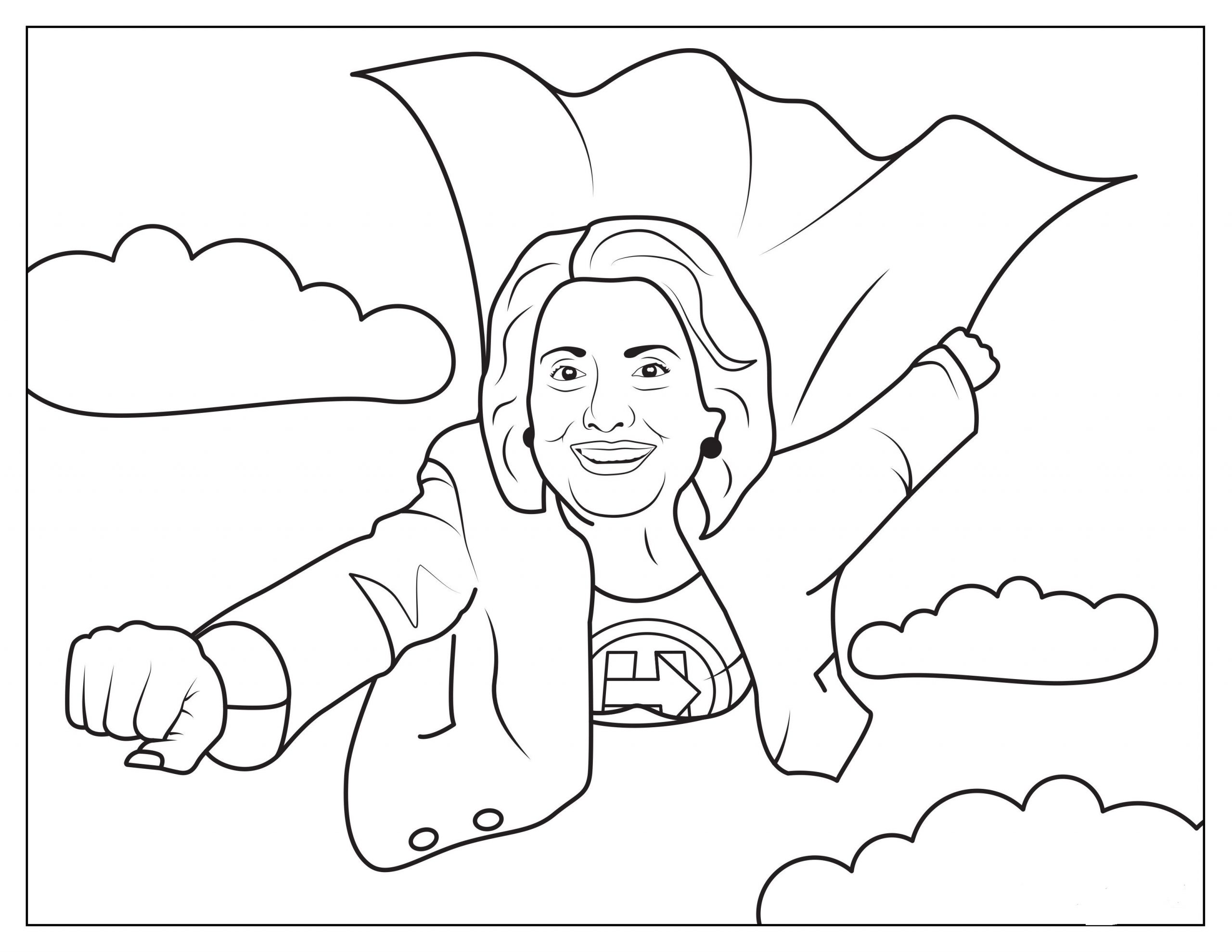 Dibujo de Hillary Clinton Volando para Colorear