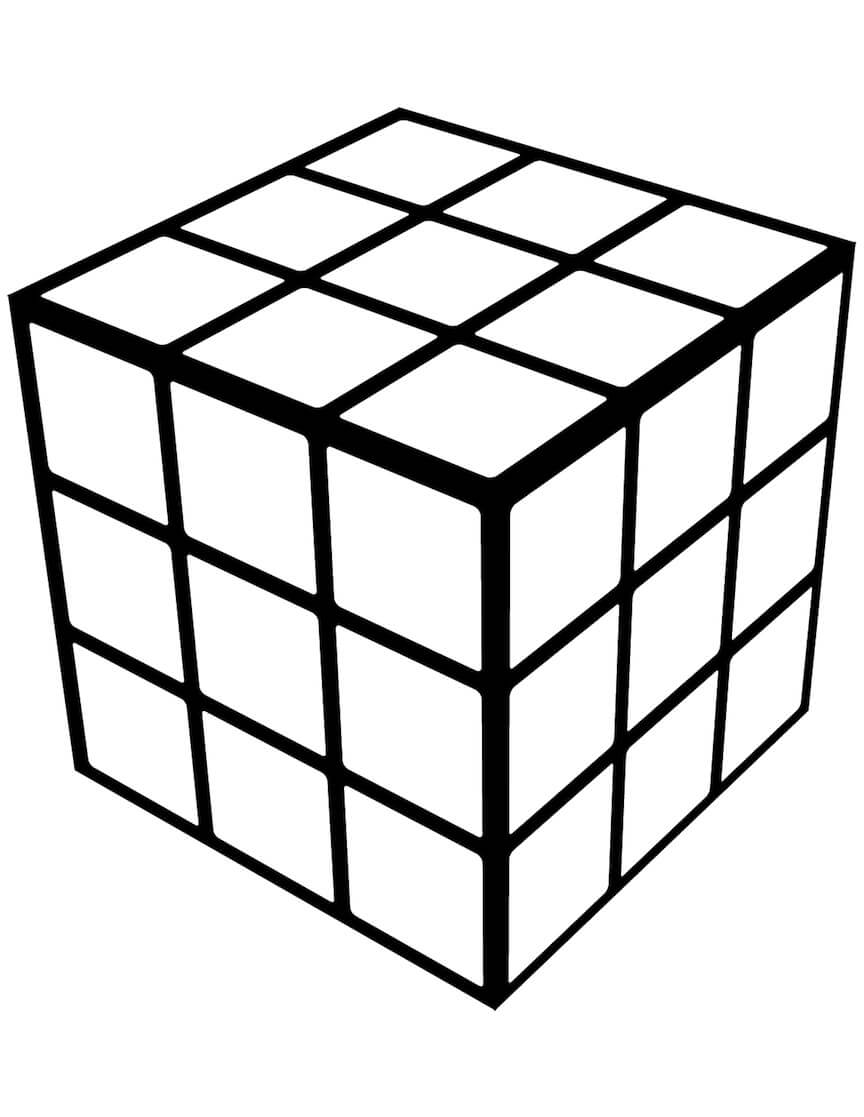 Dibujo de Cubo Rubix Geomtrico para Colorear