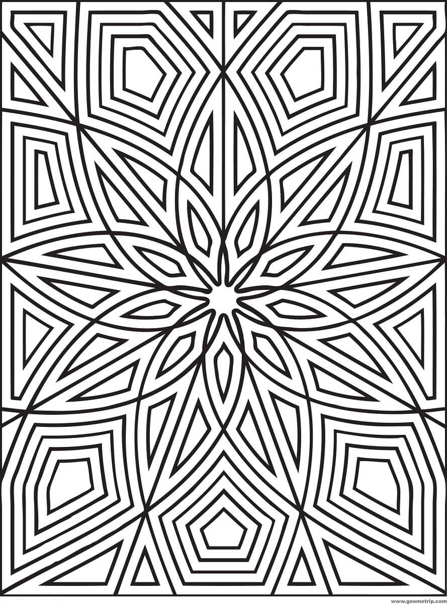 Dibujo de Rectngulo Flor Geomtrico para Colorear