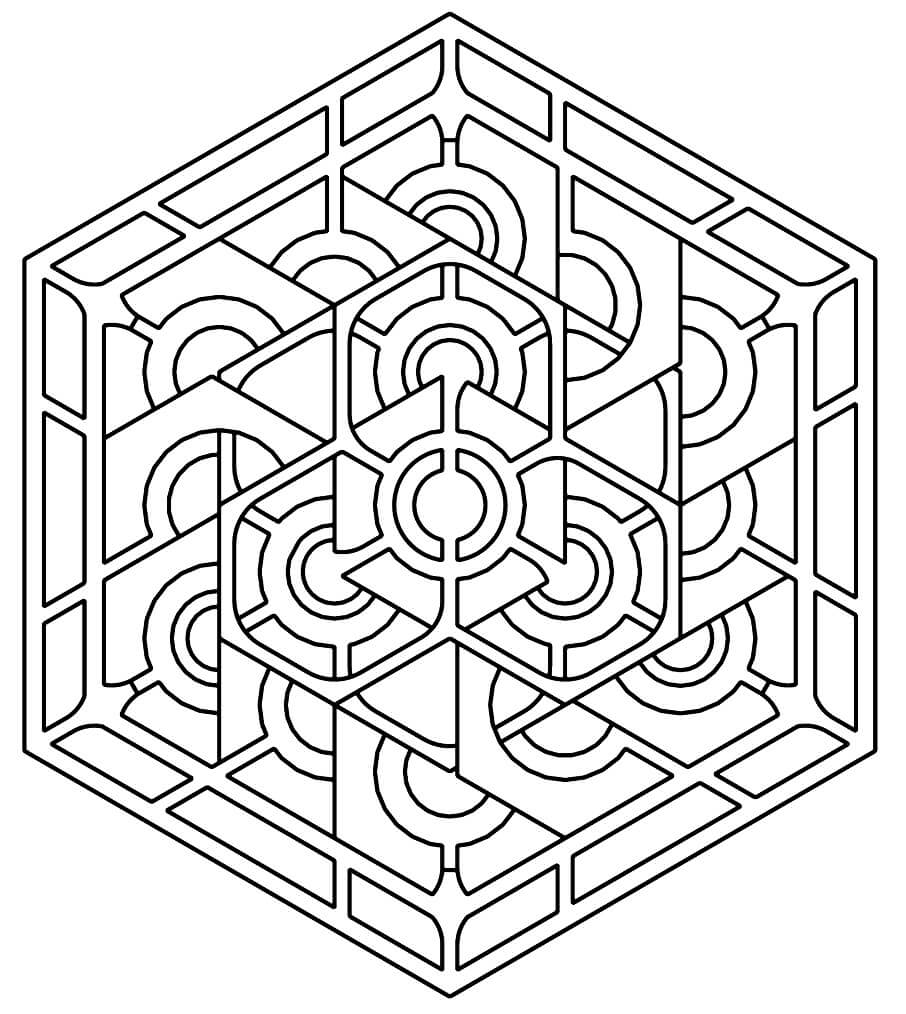Dibujo de Simple Hexgono Geomtrico para Colorear