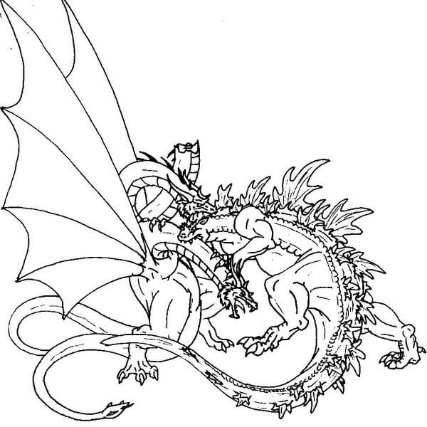 Dibujo de Ghidorah Vs Godzilla para Colorear