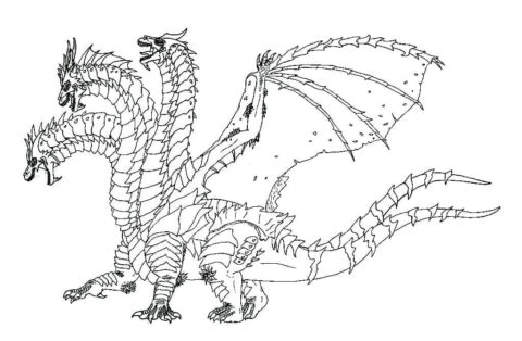 Dibujo de Kaiser Ghidorah para Colorear