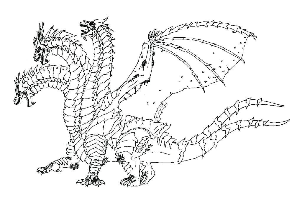 Dibujo de Kaiser Ghidorah para Colorear